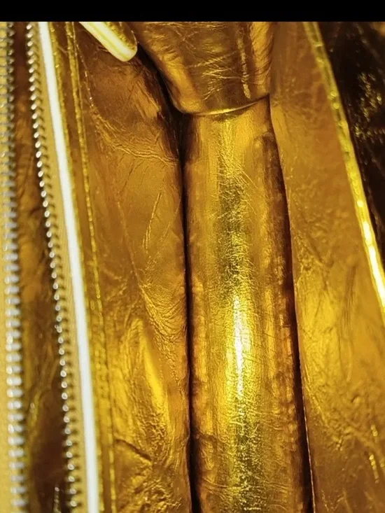 Christian Dior Diorama Flap Bag Metallic Gold Crinkled Lambskin + COA & Box - Picture 14 of 16